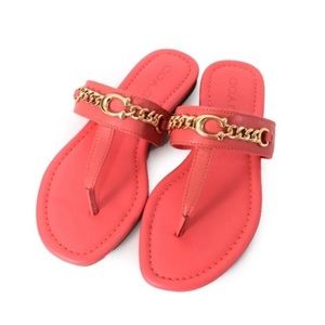 ✨Host Pick✨ Coach Jaclyn Leather Chain Thong Sandals